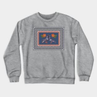 Romantic Couple Of Pigeons Vintage Roman Mosaic Crewneck Sweatshirt